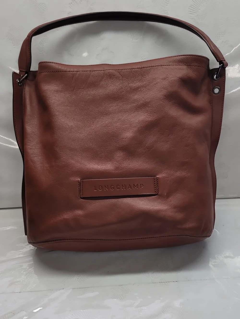 Longchamp 3D Cognac Leather Hobo Bag
